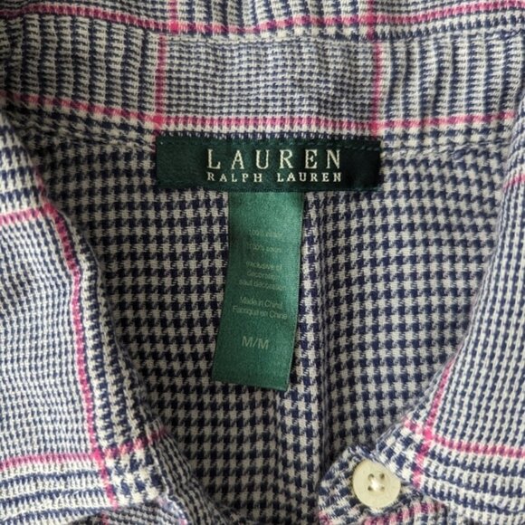 Lauren Ralph Lauren blue and pink plaid cotton shirt tunic womens - Picture 5 of 5